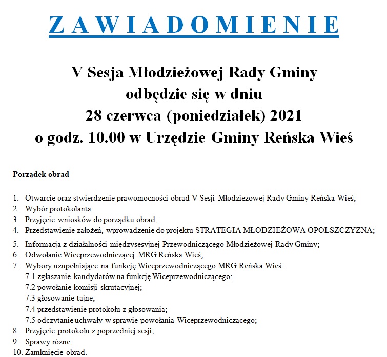 porzadek obrad 5.2021 w dniu 28.06.2021 ok