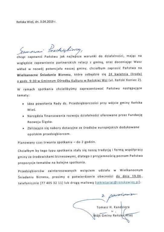 zaproszeni niadanie biznesowe