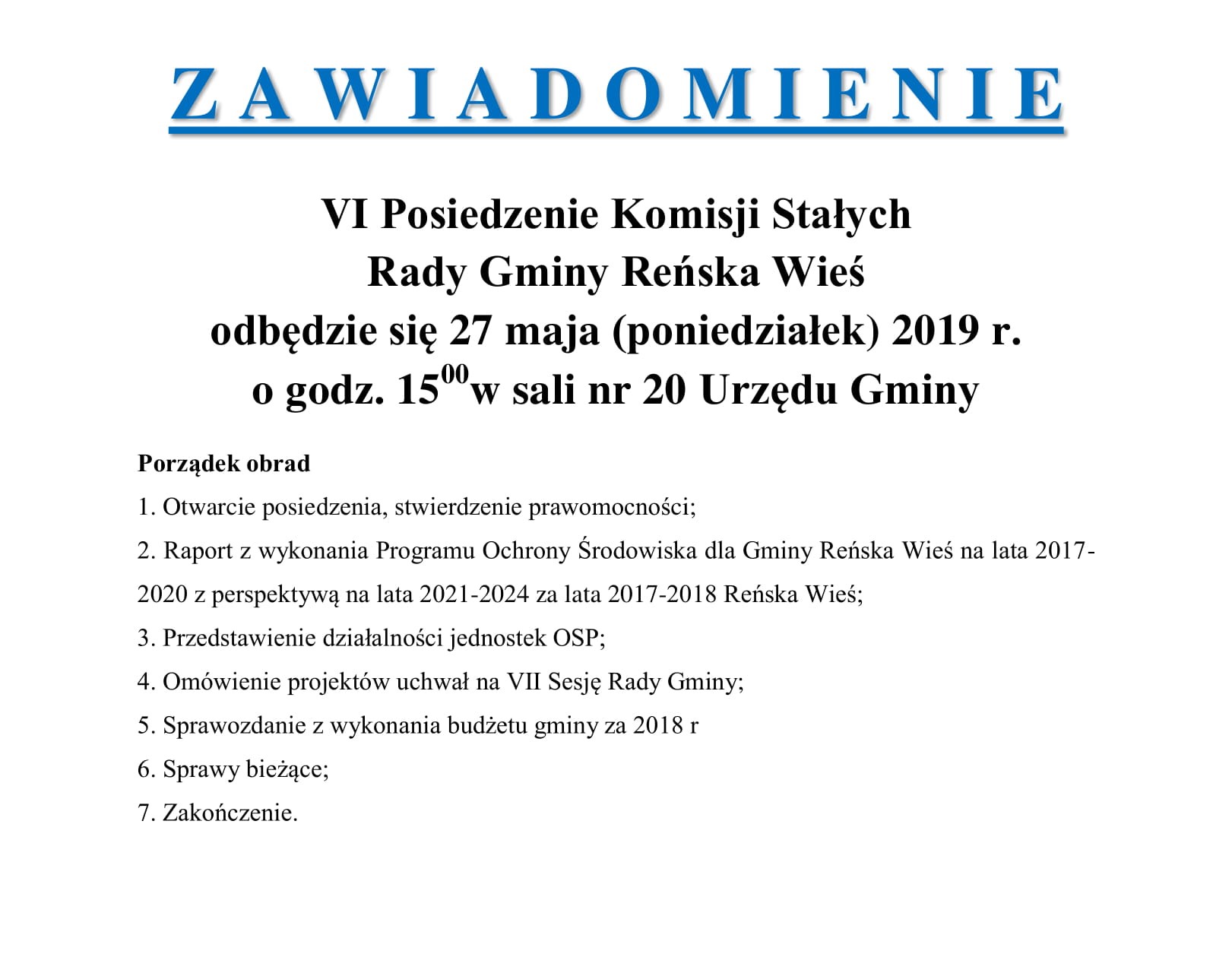 z a w i a d o m i e n i e  mae gablota komisje wsp-lne 27.maja-1