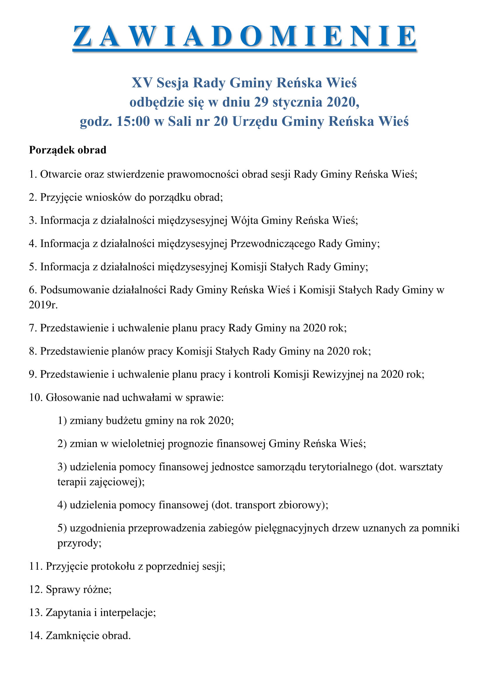 z a w i a d o m i e n i e gablota sesja 15.2020-1