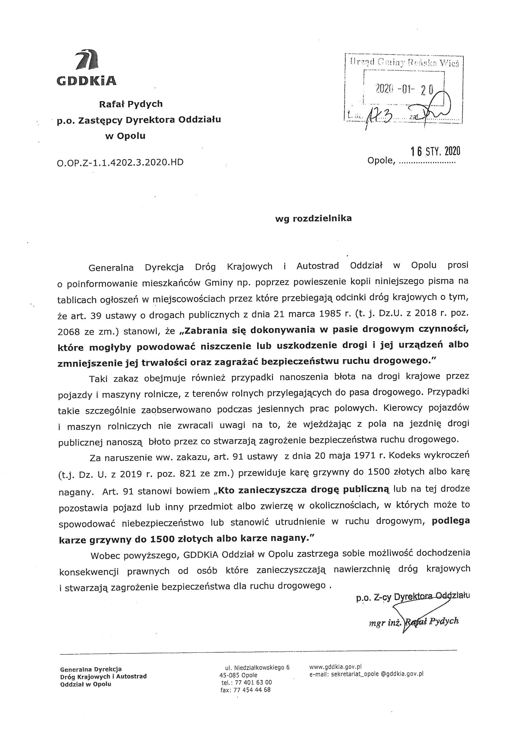 16.01.2020 pismo dggk porzdek na pasie drogoogym-1