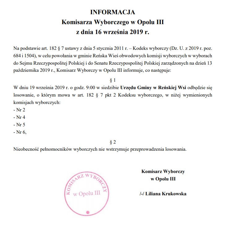 losowanie komisje obwodowe